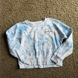 Justice Blue and White Tie-Dye Crewneck Sweatshirt - size S (7/8)
